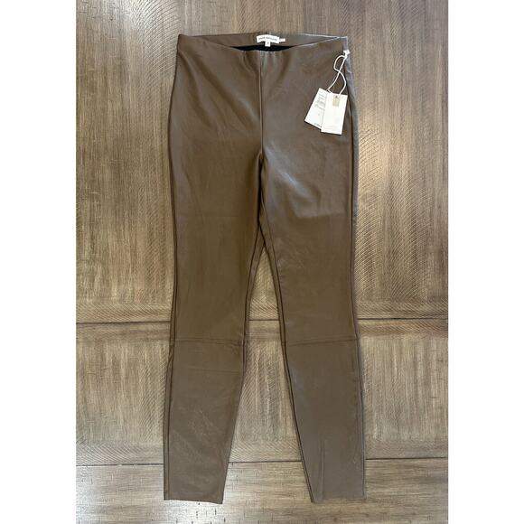 NWT Good American Light Mocha Faux Leather Leggings Women’s Size 3 Elastic Waist - Picture 16 of 16